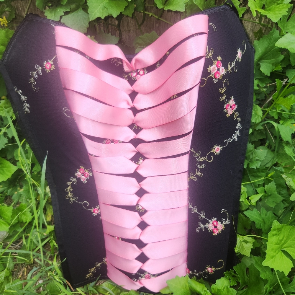 Vintage Rampage Y2k Pink Ribbon Corset Bustier